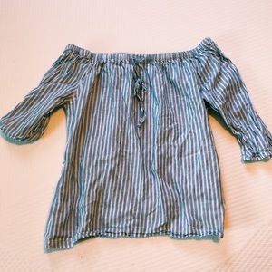 Blue & White Off Shoulder Top